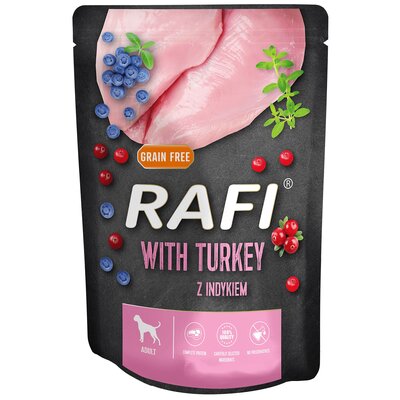 Karma dla psa RAFI z indykiem, borówką i żurawiną 300 g