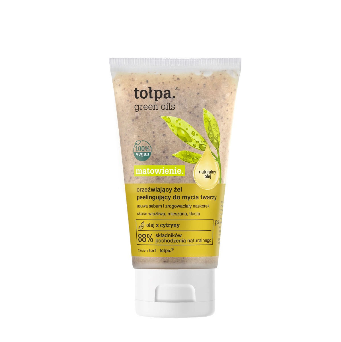 Tolpa Green Oils Matowienie Orzeźwiający żel peelingujący do mycia twarzy, 150 ml