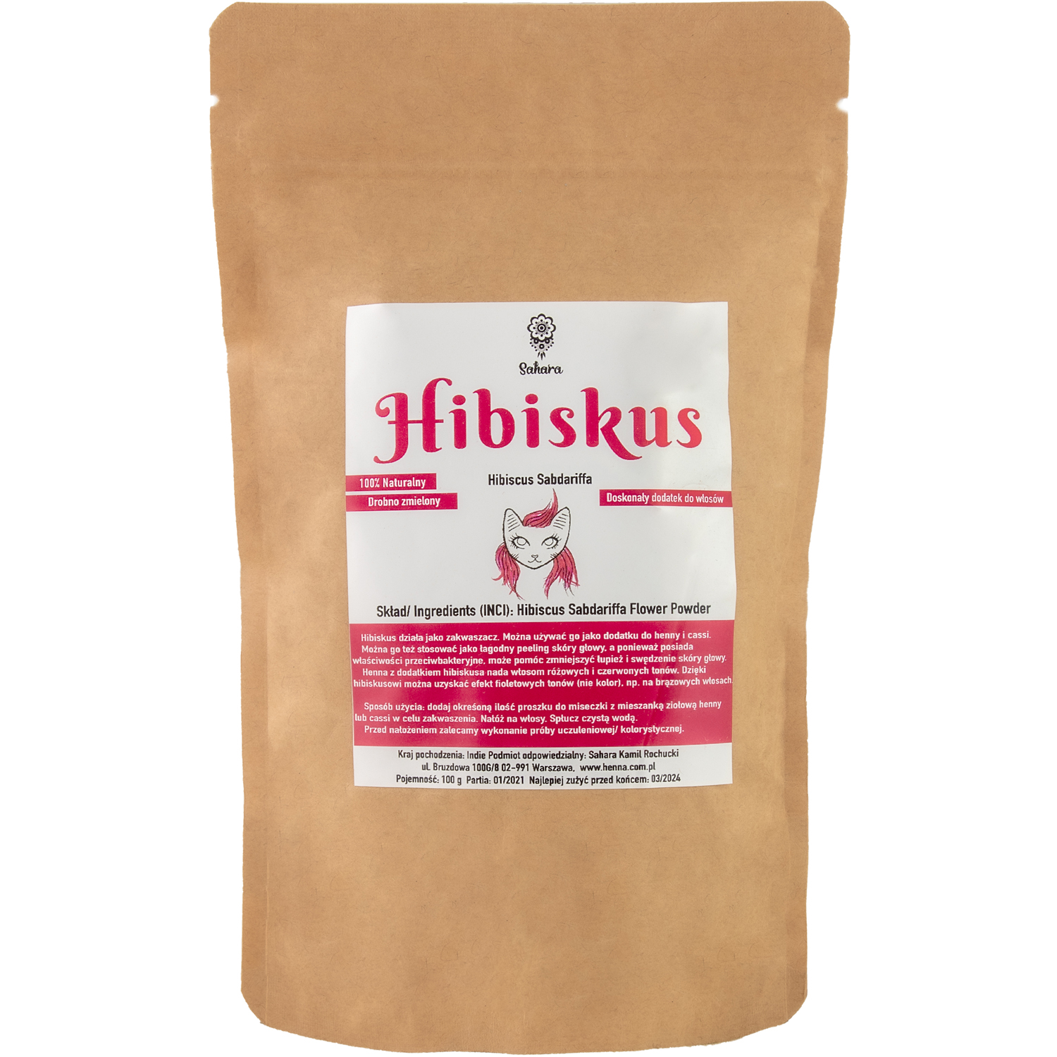 Sahara Hibiskus dodatek do hennowania włosów, 100 g