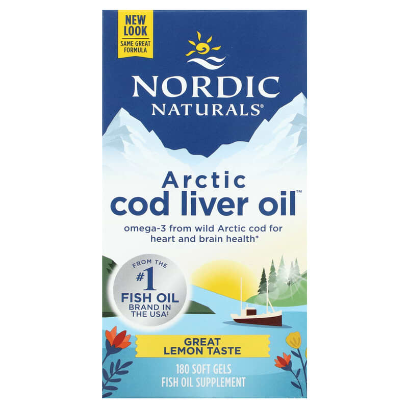 Nordic Naturals Arctic Cod Liver suplement diety, tran z dorsza, 750mg, Cytryna, 180 kaps./1 opak.