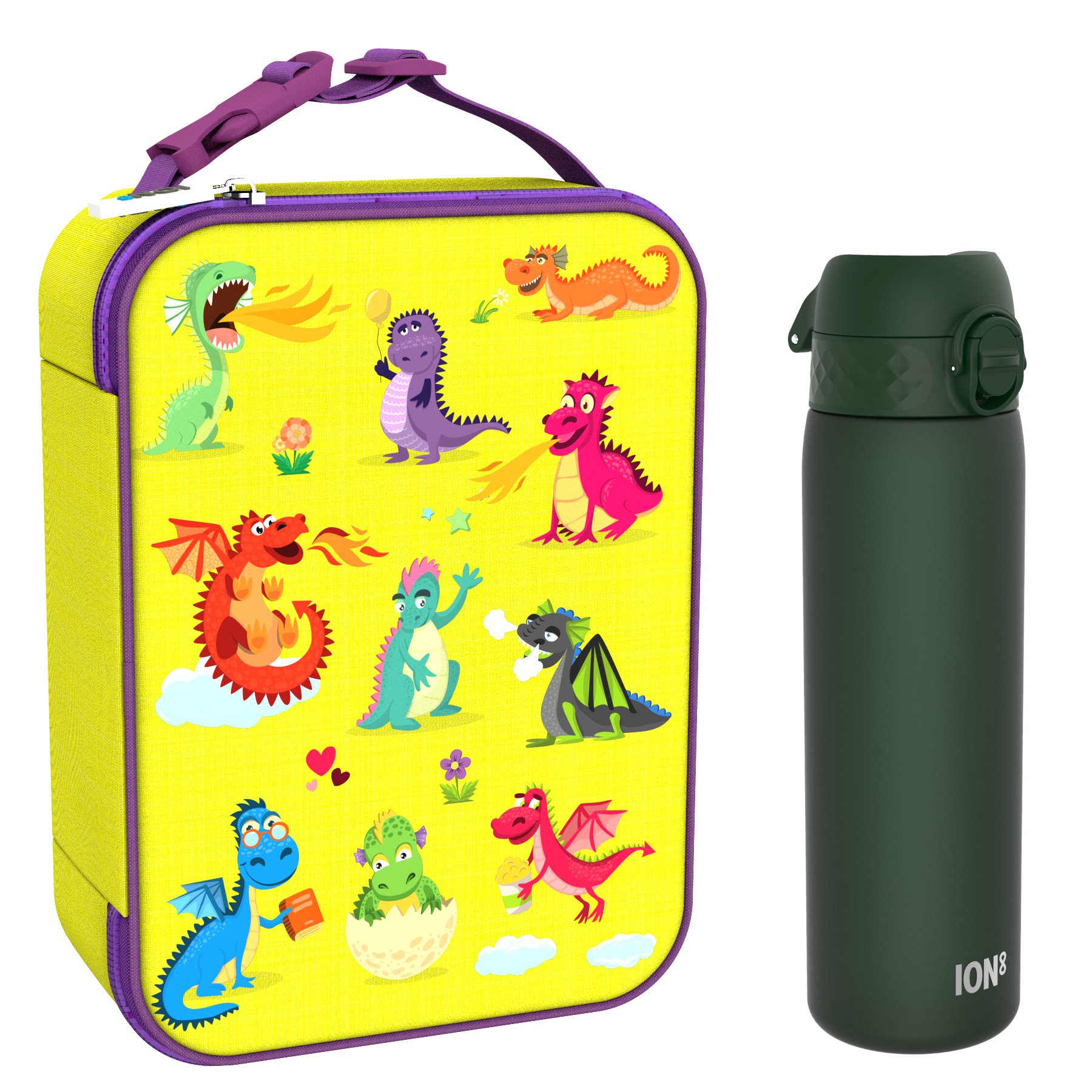 Ion8 zestaw: lunchbag Smoki, 1 szt. + bidon na wodę, poj. 0,6 l, 1 szt.