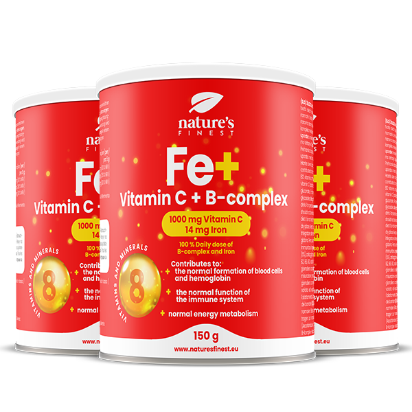 Nature's Finest Iron+B-Complex+Vitamin C zestaw: suplement diety, 3x150 g