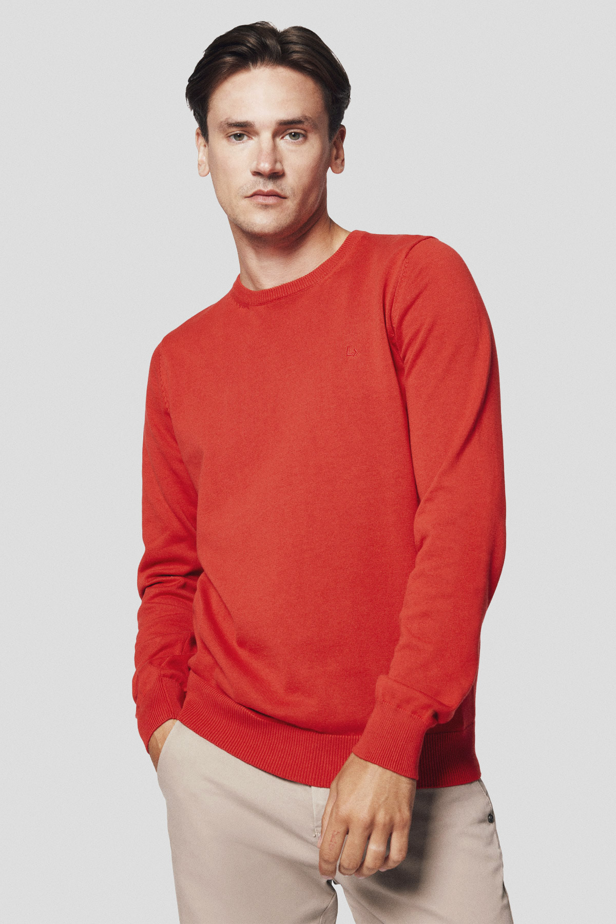 Lancerto Sweter Czerwony z Bawełną Gładki Morey