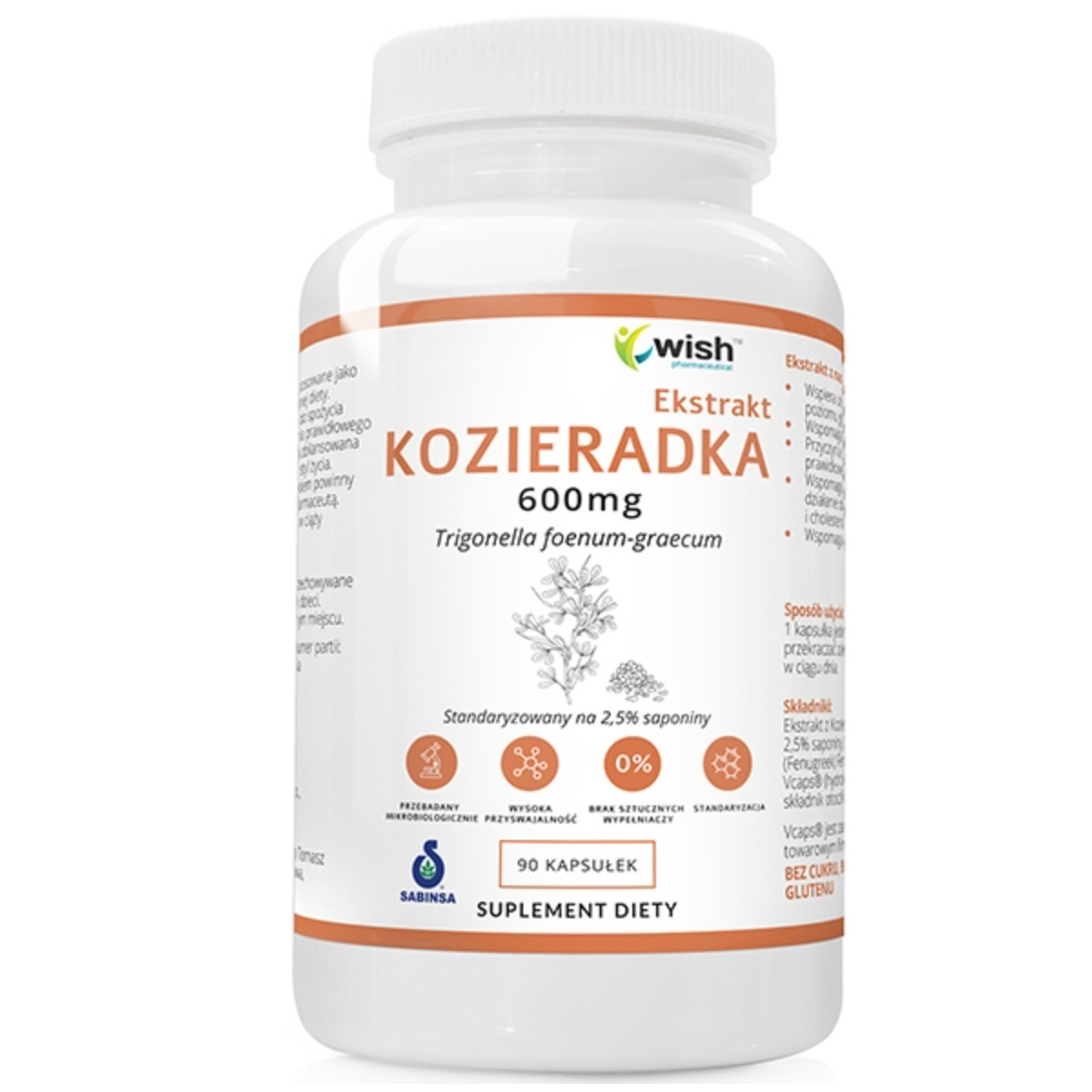 Wish Kozieradka 600 mg suplement diety, 90 kaps./1 opak.