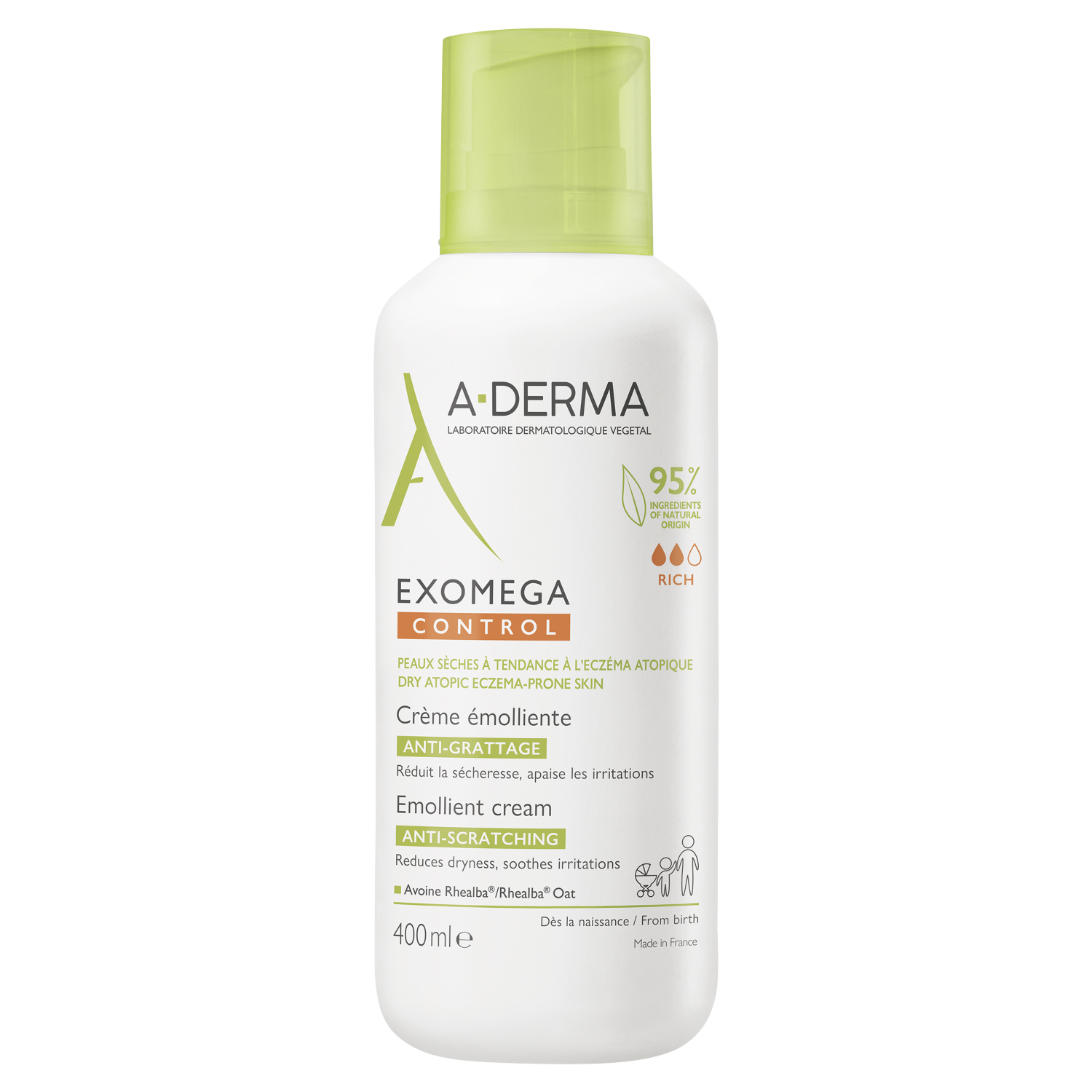 A-Derma Exomega Control nawilżająco-zmiękczający krem do twarzy i ciała, 400 ml