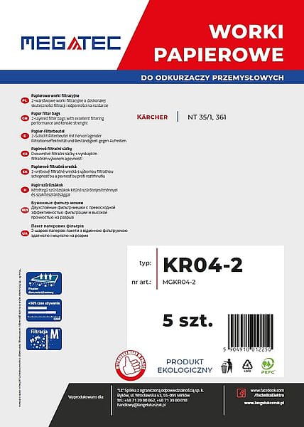 Worki materiałowe do Karcher 35l kpl 5 szt. MEGATEC