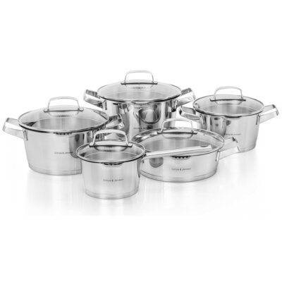 Zestaw garnków GÖTZE & JENSEN Denver CS700 Inox (10 elementów)