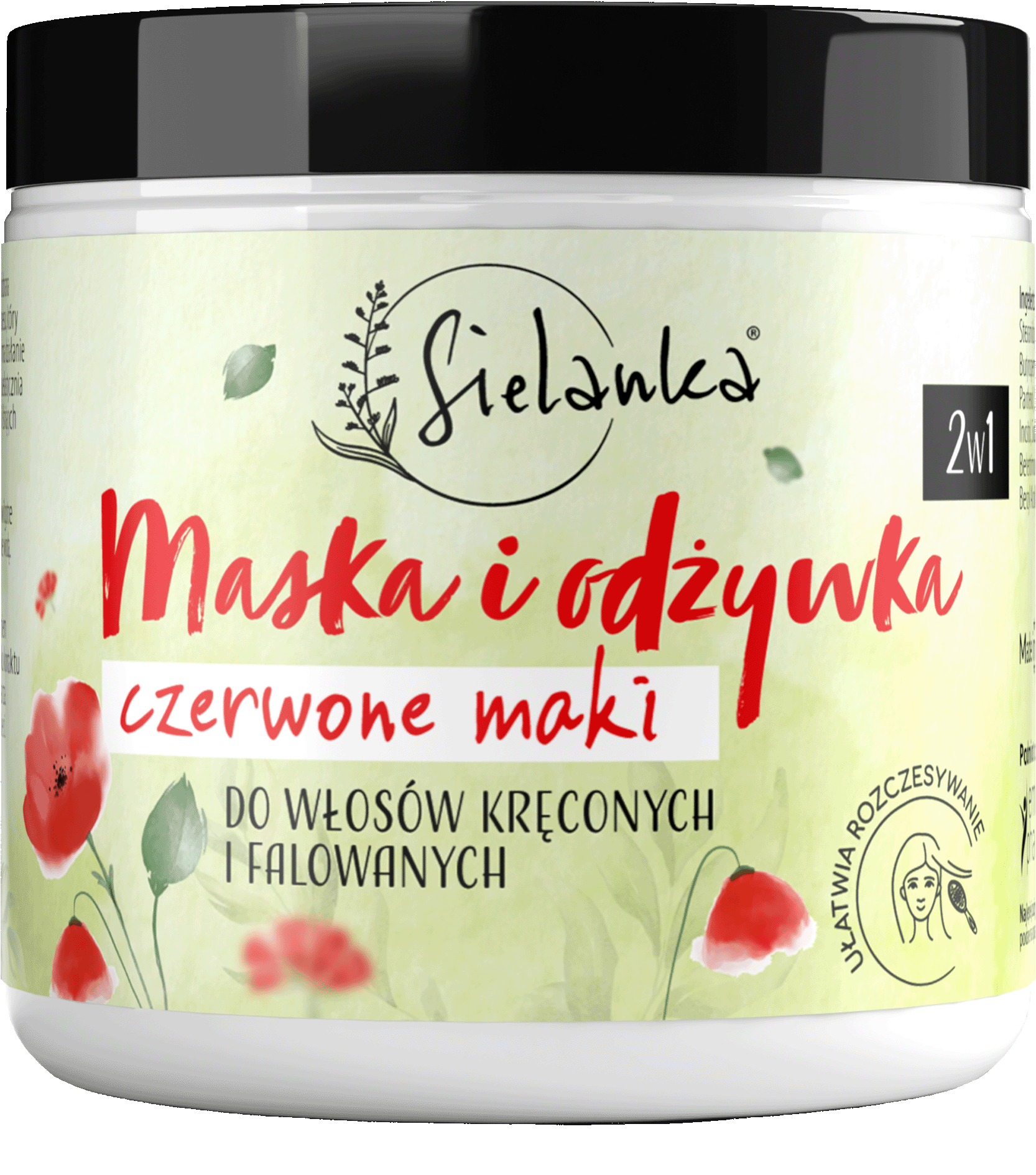 Sielanka Czerwone Maki maska i odżywka 2w1 do włosów kręconych i falowanych, 250 ml