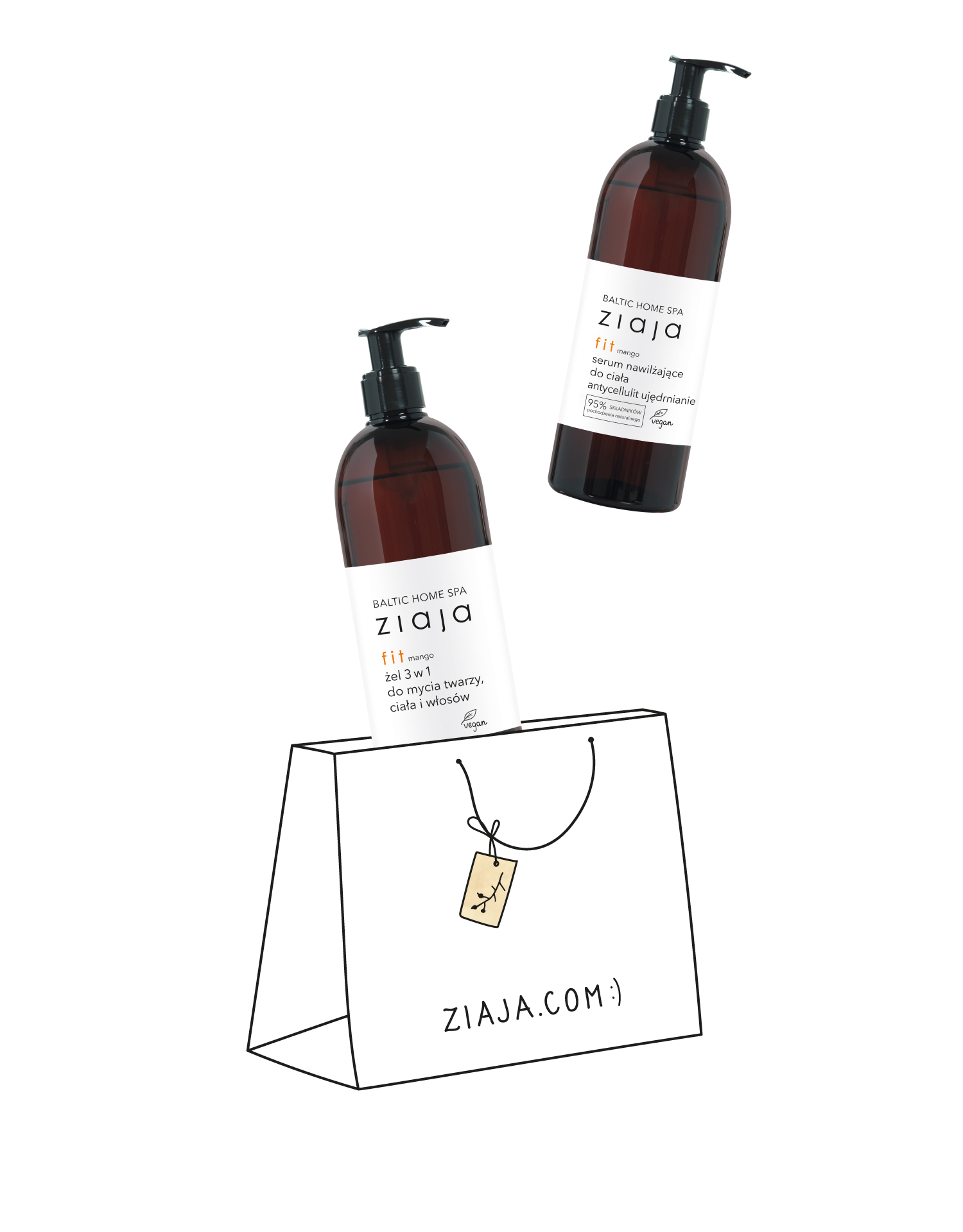 duet baltic home spa fit żel 3 w 1 do mycia twarzy, ciała i włosów + baltic home spa fit serum nawilżające do ciała Ziaja
