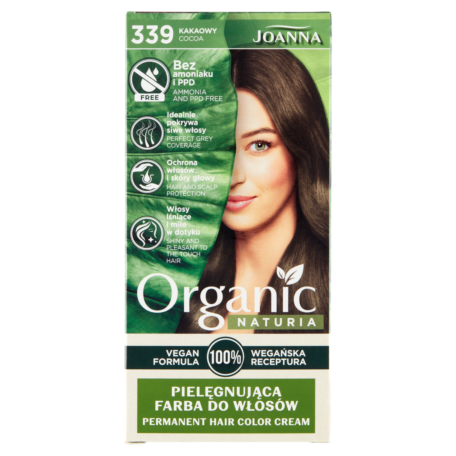 Joanna Naturia Organic farba do włosów 339 kakaowy, 1 opak.