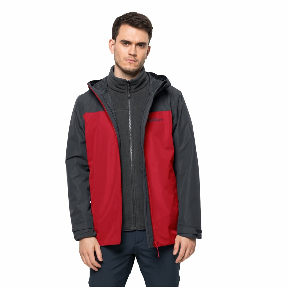 Męska kurtka Jack Wolfskin TAUBENBERG 3IN1 JKT M adrenaline red - S