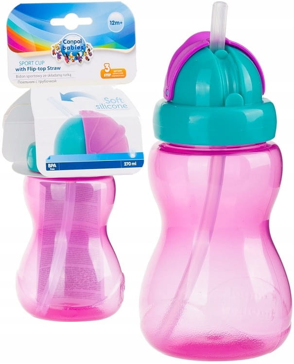 Canpol kubek bidon ze składaną słomką rurką 270ml