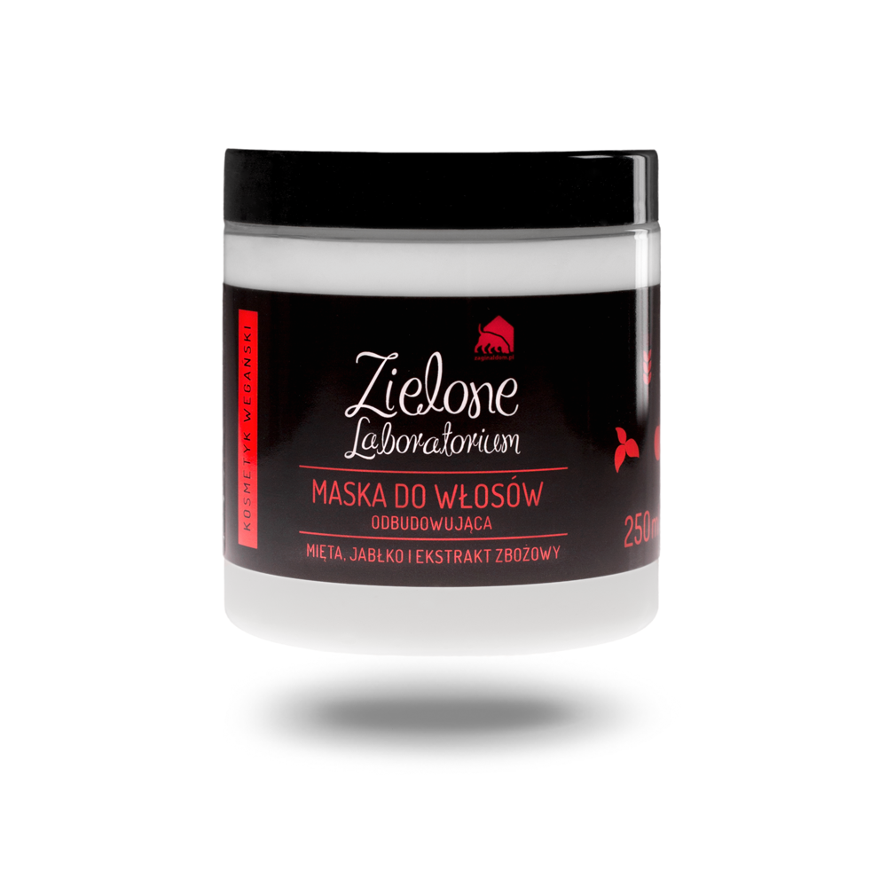 Zielone Laboratorium odbudowująca maska do włosów z miętą, jabłkiem i ekstraktem zbożowym, 250 ml