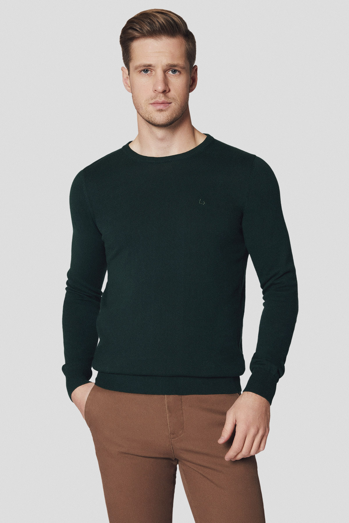 Lancerto Sweter Zielony z Bawełną Gładki Morey