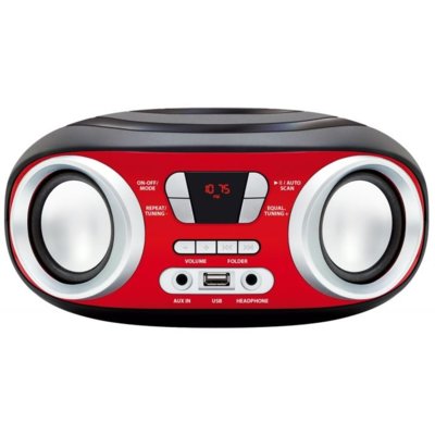 Radioodtwarzacz/Bombox MANTA MM9210BT Chilli Premium Czerwony, Bluetooth 5.0, Tuner FM, Wyświetlacz LCD, Zasilanie Bateryjne