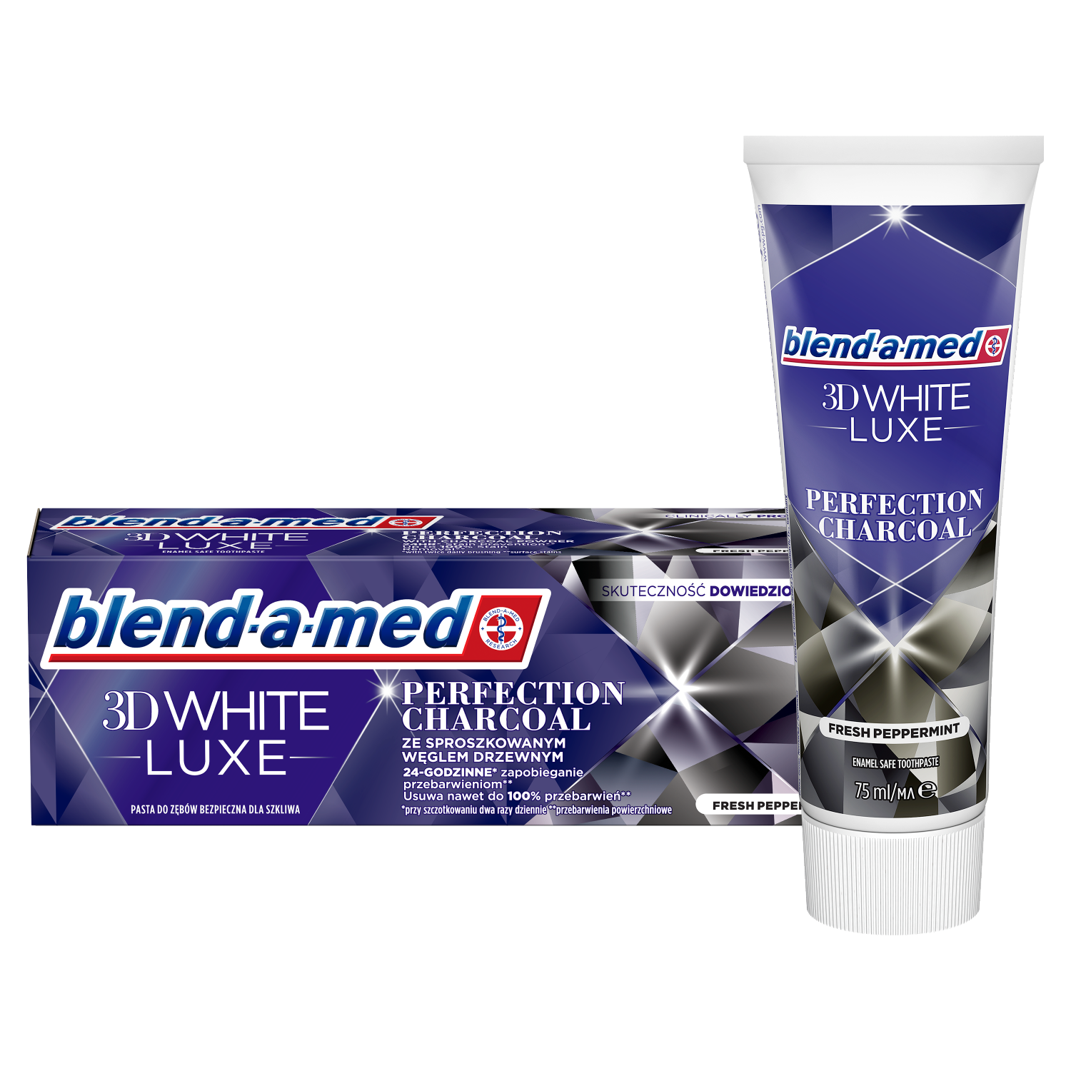 Blend-A-Med 3D White Luxe Perfection Charcoal pasta do mycia zębów z węglem drzewnym, 75 ml