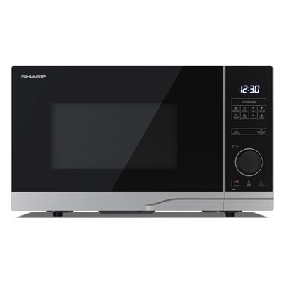 Kuchenka mikrofalowa SHARP YC-PS234AE-S 900W średnica 27 cm pojemność 23L Auto Defrost Weight Defrost EcoMode Srebrno-czarny