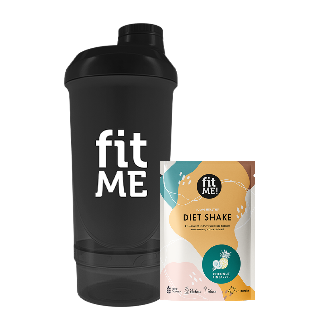 fitME zestaw: saszetka odchudzającego koktajlu kokos-ananas, 25 g + shaker, 1 szt.