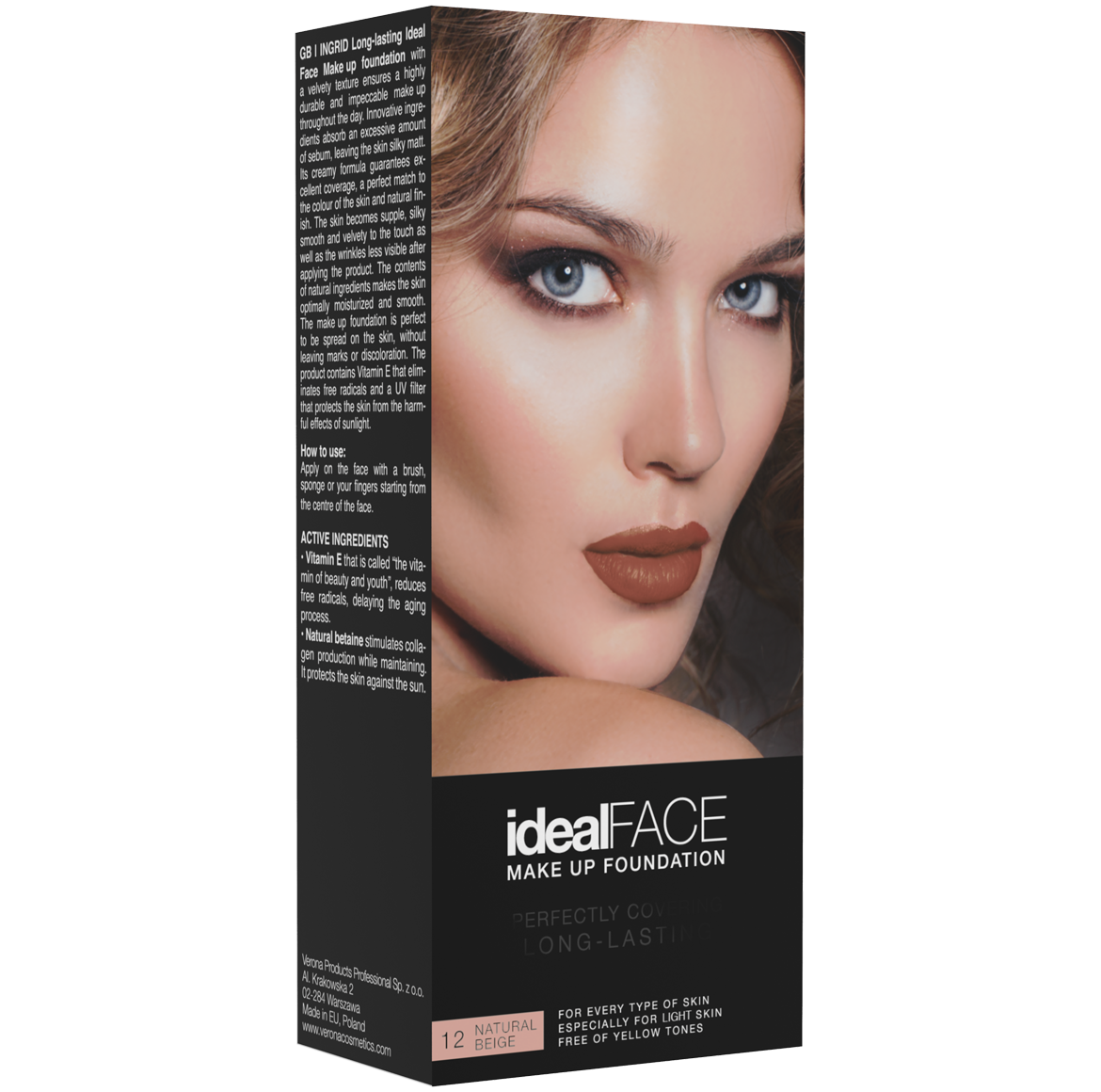 Ingrid Ideal Face podkład w płynie do twarzy natural beige 12, 35 ml