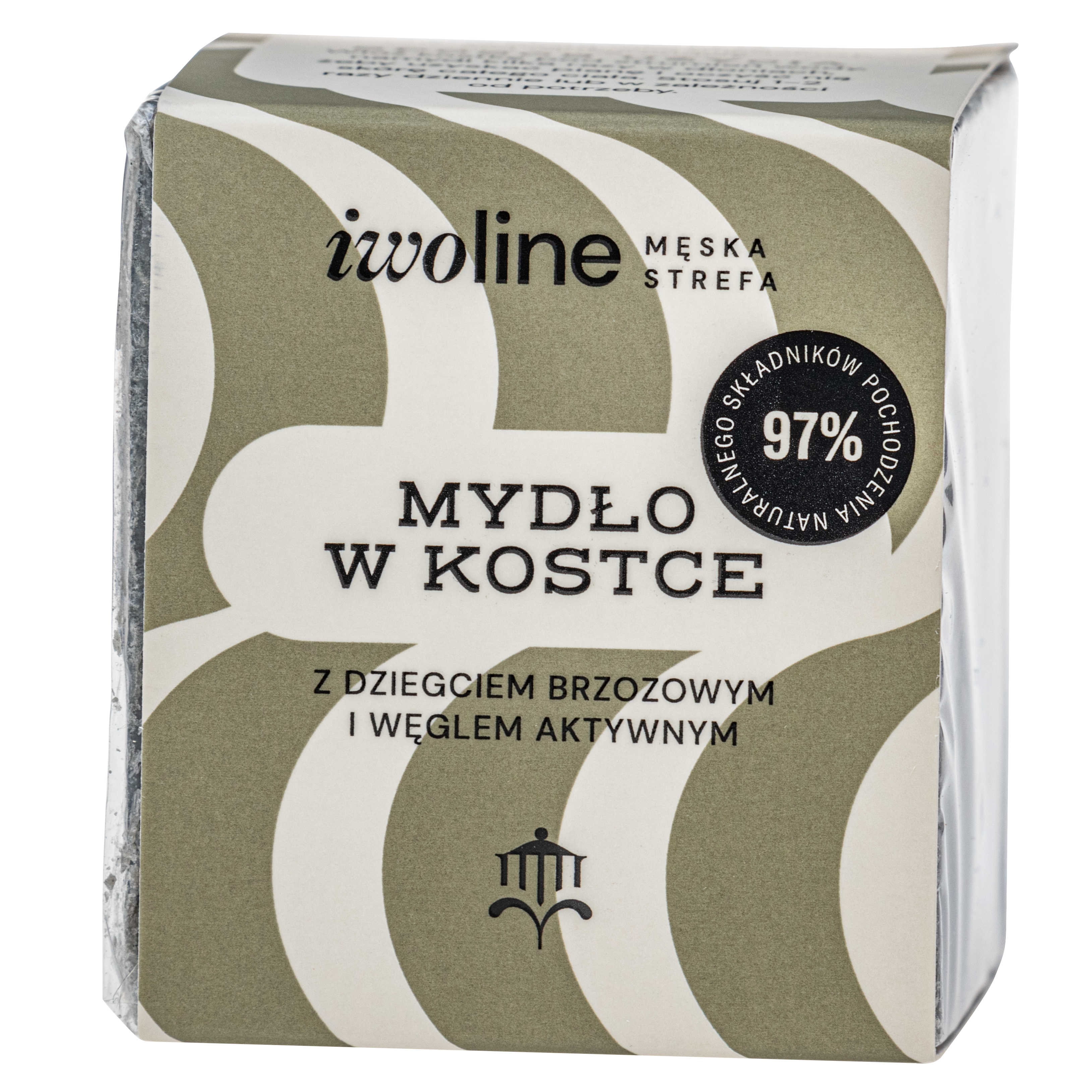Iwoline Męska Strefa mydło w kostce z dziegciem brzozowym i węglem aktywnym, 150 g