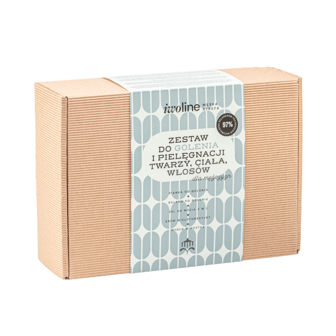 Iwoline Męska Strefa zestaw: pianka do golenia, 175 ml + balsam po goleniu, 150 ml + żel do mycia, 3w1, 300 ml + krem wielofunkcyjny, 150 ml + mydł...