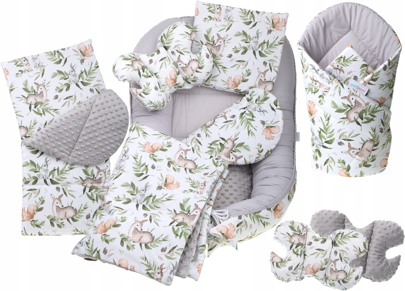Babymam kokon niemowlęcy gniazdo kojec minky 7 el.