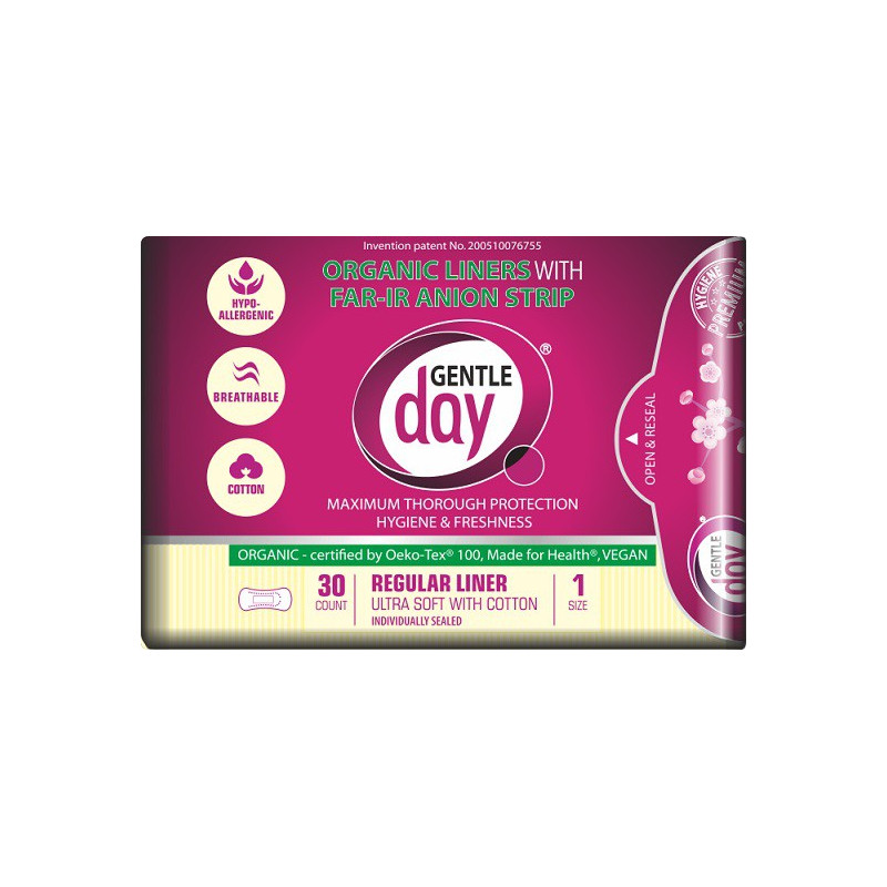 GENTLE DAY ekologiczne wkładki higieniczne z paskiem anionowym, 30 szt.