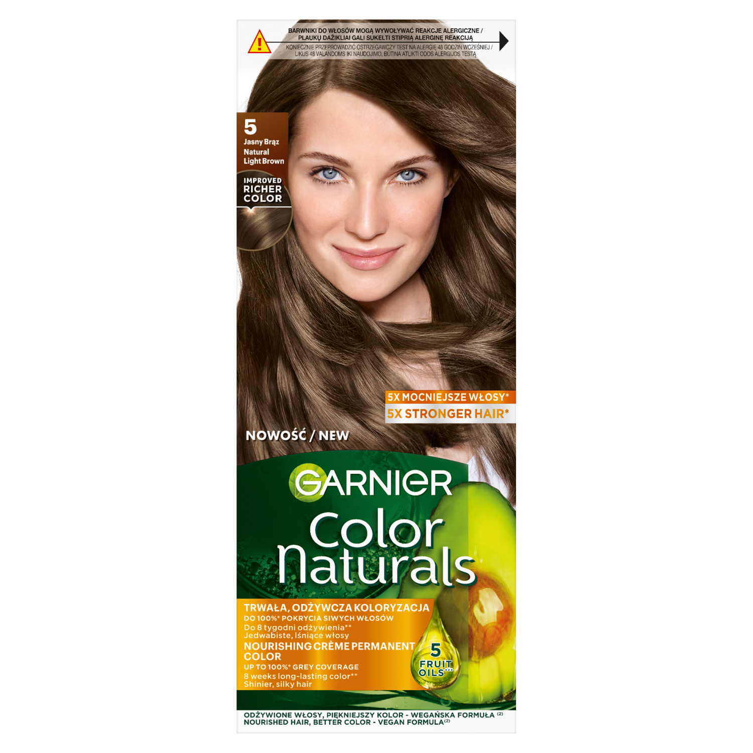 Garnier Color Naturals Créme farba do włosów 5 jasny brąz, 1 opak.