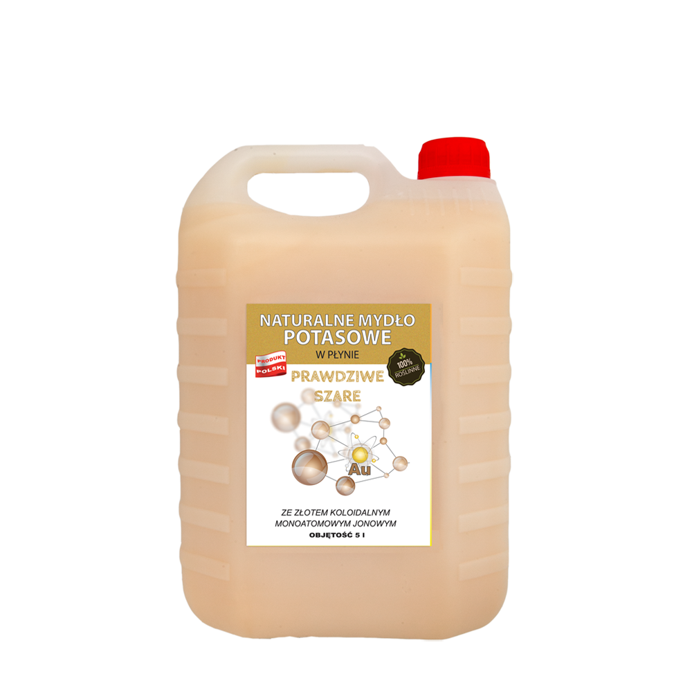 Powrót do natury Prawdziwe szare 100% roślinne naturalne mydło potasowe w płynie ”prawdziwe szare” ze złotem monojonowym, 5 l