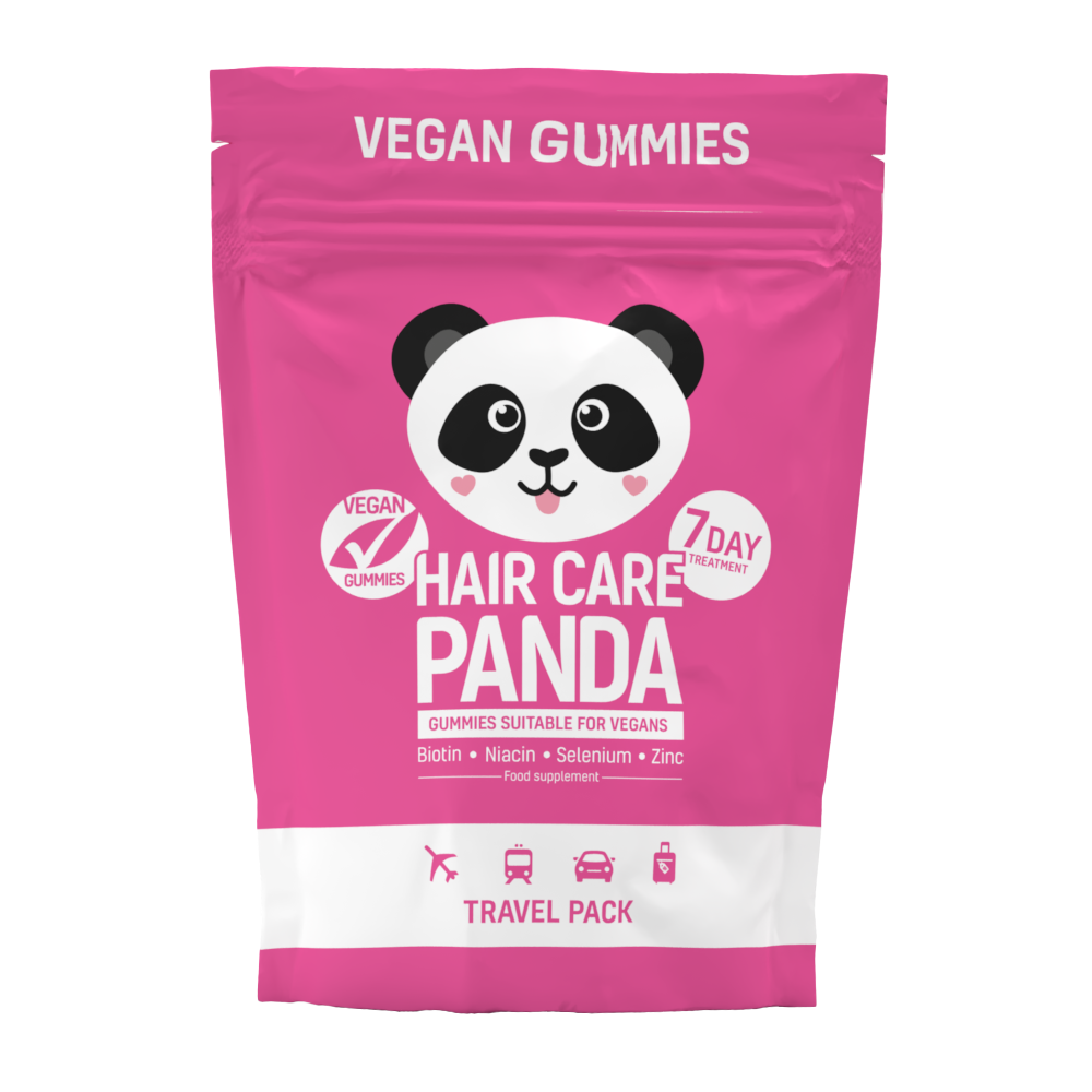 Noble Health Hair Care Panda Travel Pack suplement diety w formie wegańskich żelek dla dorosłych oparty na bazie witamin i minerałów, 14 szt./1 opak.