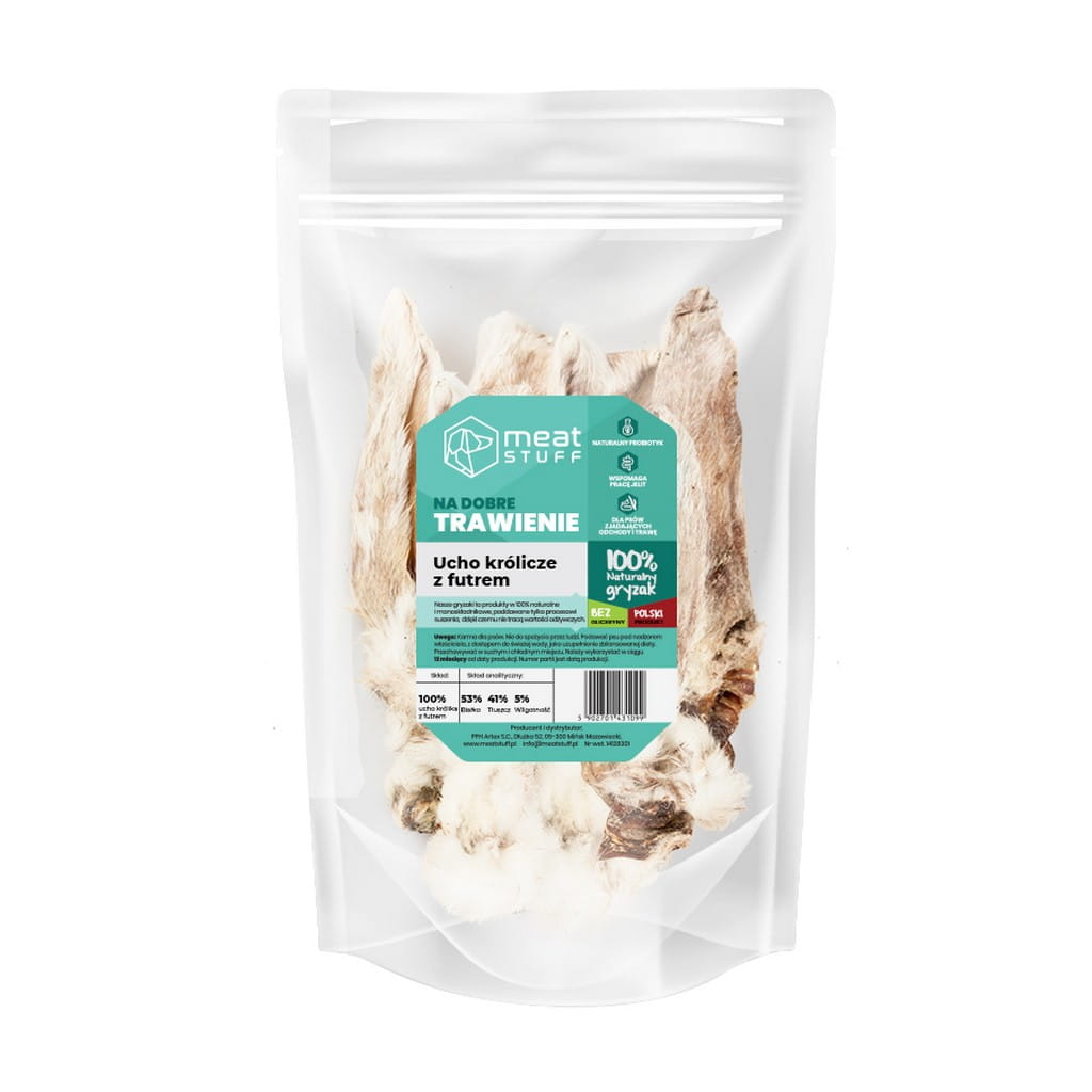 MEAT STUFF Ucho królicze z sierścią 5 szt