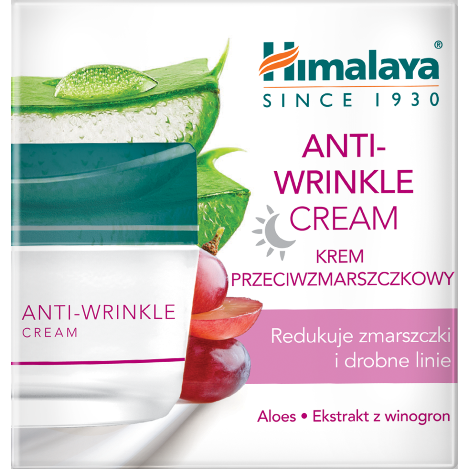 Himalaya Anti-Wrinkle przeciwzmarszczkowy krem do twarzy z aloesem i ekstraktem z winogron, 50 ml