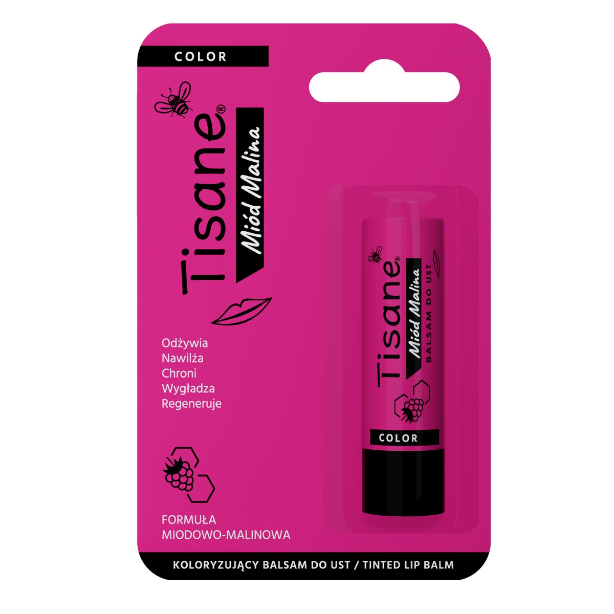 Tisane balsam ochronny do ust w pomadce miód malina, 5,1 g