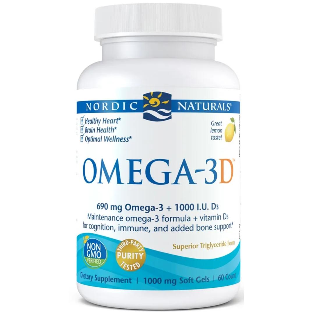 Nordic Naturals suplement diety Omega 3D, 690mg Omega 3 + witamina D3, Cytryna, 60 kaps./1 opak.