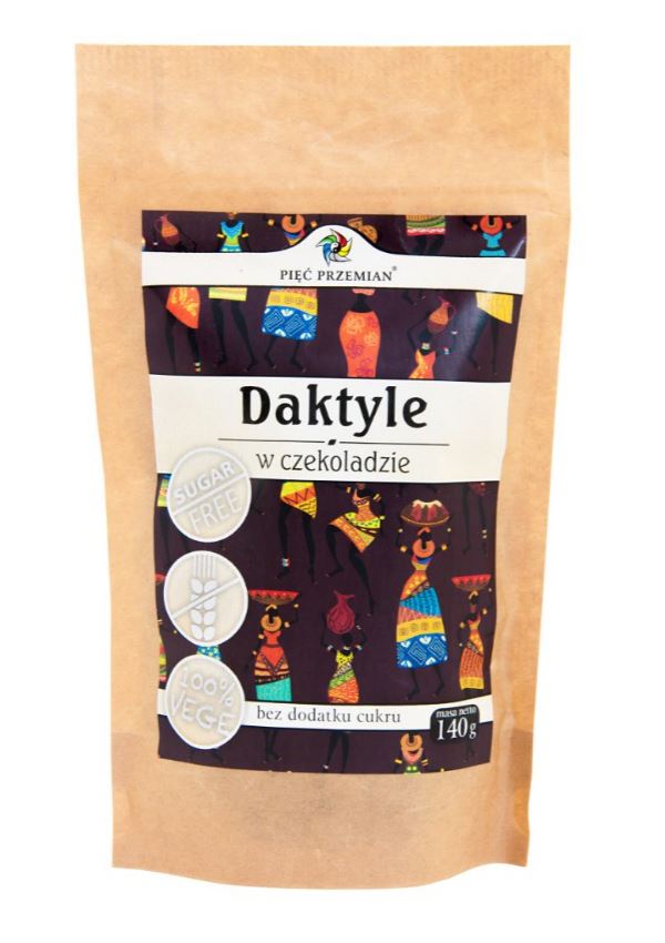 Daktyle w czekoladzie bez cukru bezglutenowe 140g (Pięć przemian )