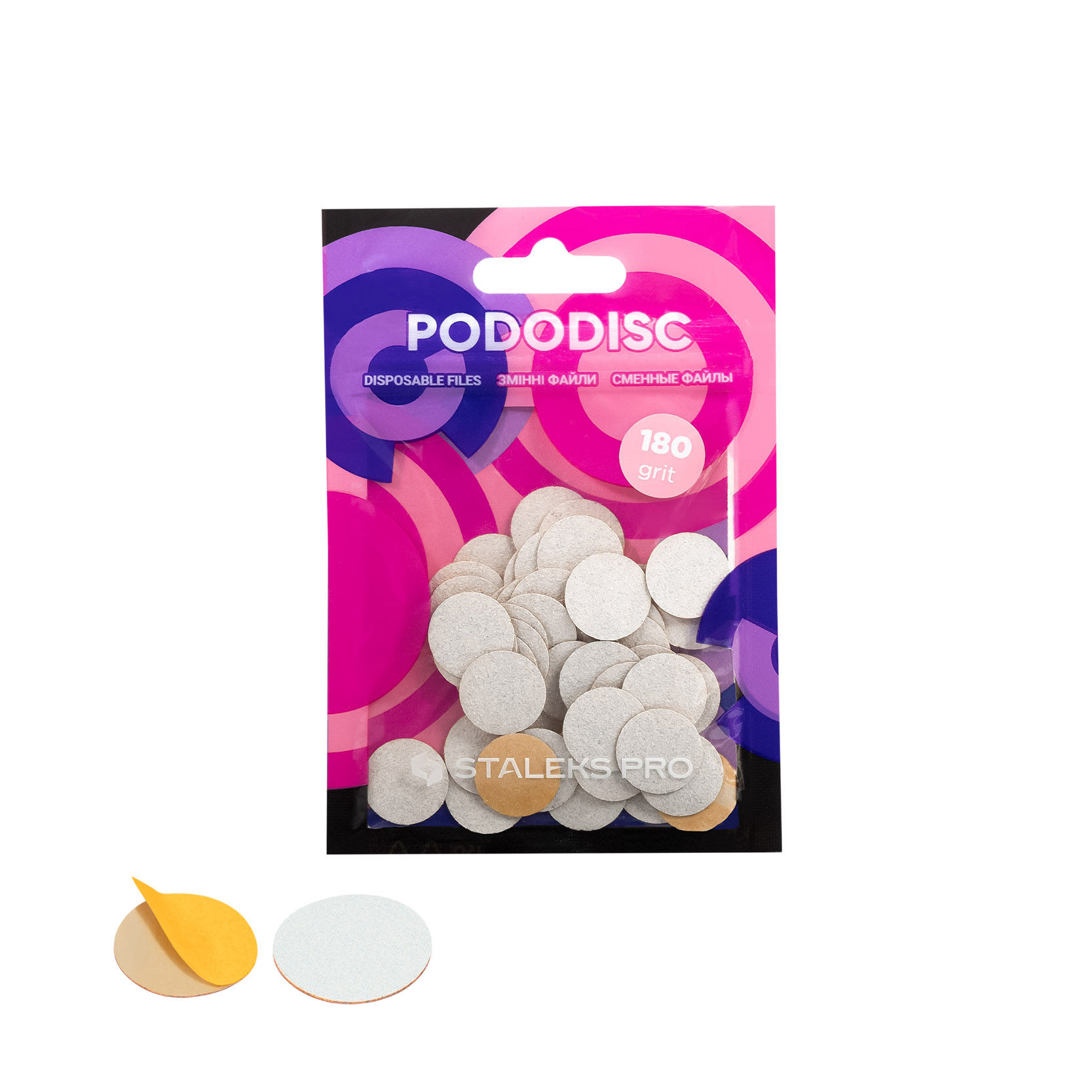 Staleks Pro Expert Pododiscs PDF-15-180w białe wymienne nakładki S, gradacja 180, 50 szt./1 opak.