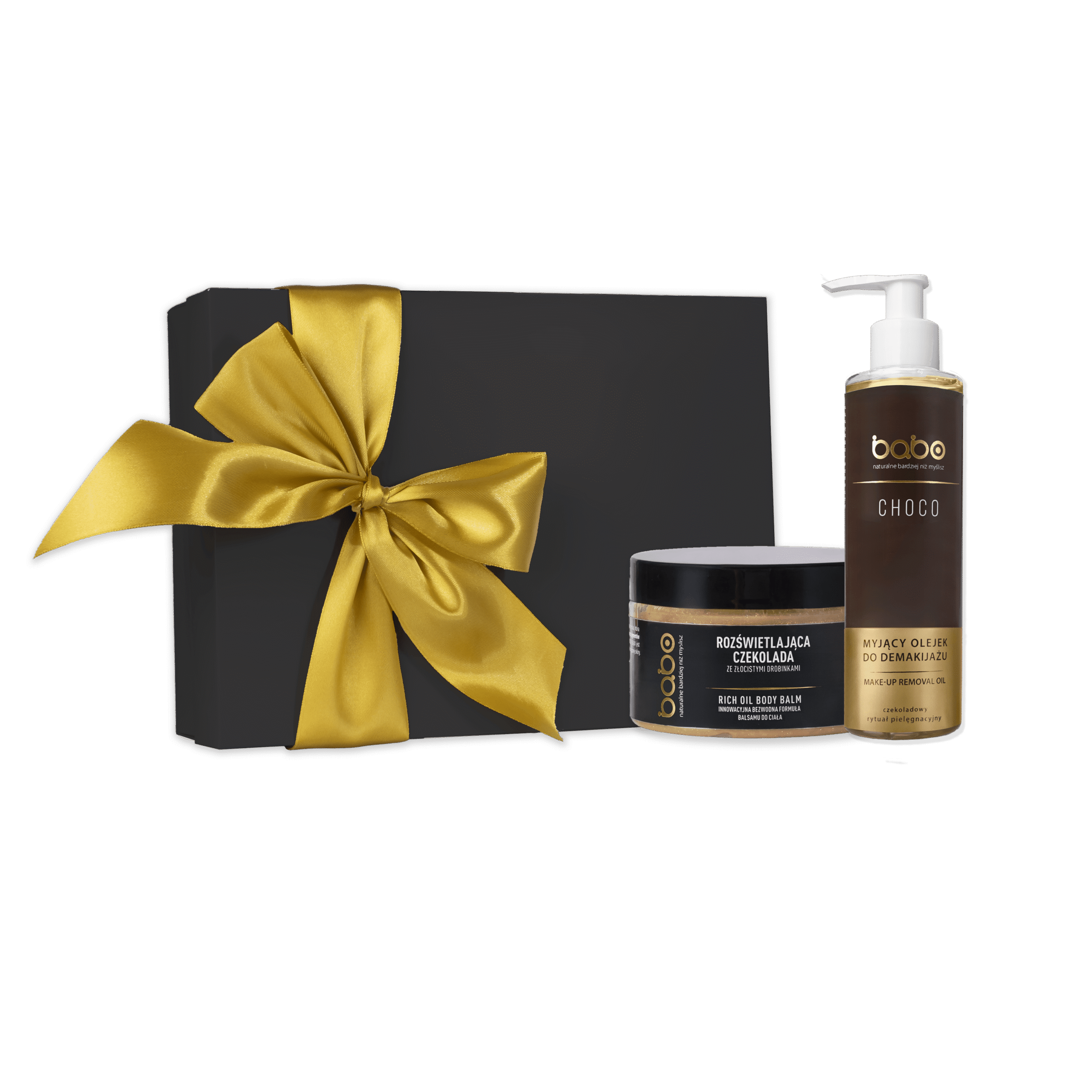Babo zestaw prezentowy "Czekoladowy Rytuał Pielęgnacyjny": czekoladowy myjący olejek do masażu i demakijażu, 100 ml + bezwodny balsam czekoladowy, ...