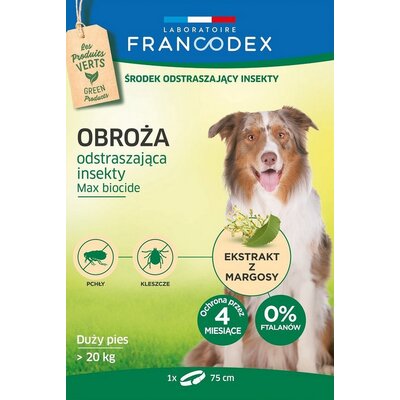 Obroża FRANCODEX Max biocide XXL (75 cm) Szary
