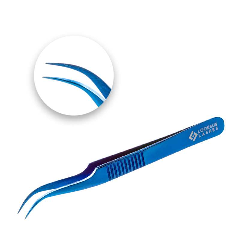 Looksus Lashes Plasma Blue pęseta do przedłużania rzęs 2, 1 opak.