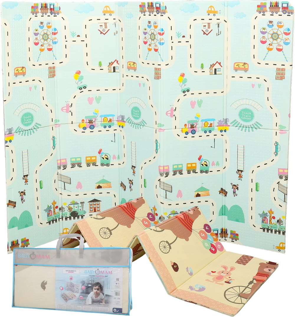 Mata piankowa edukacyjna składana dla dzieci dwustronna 150x200 Babymam