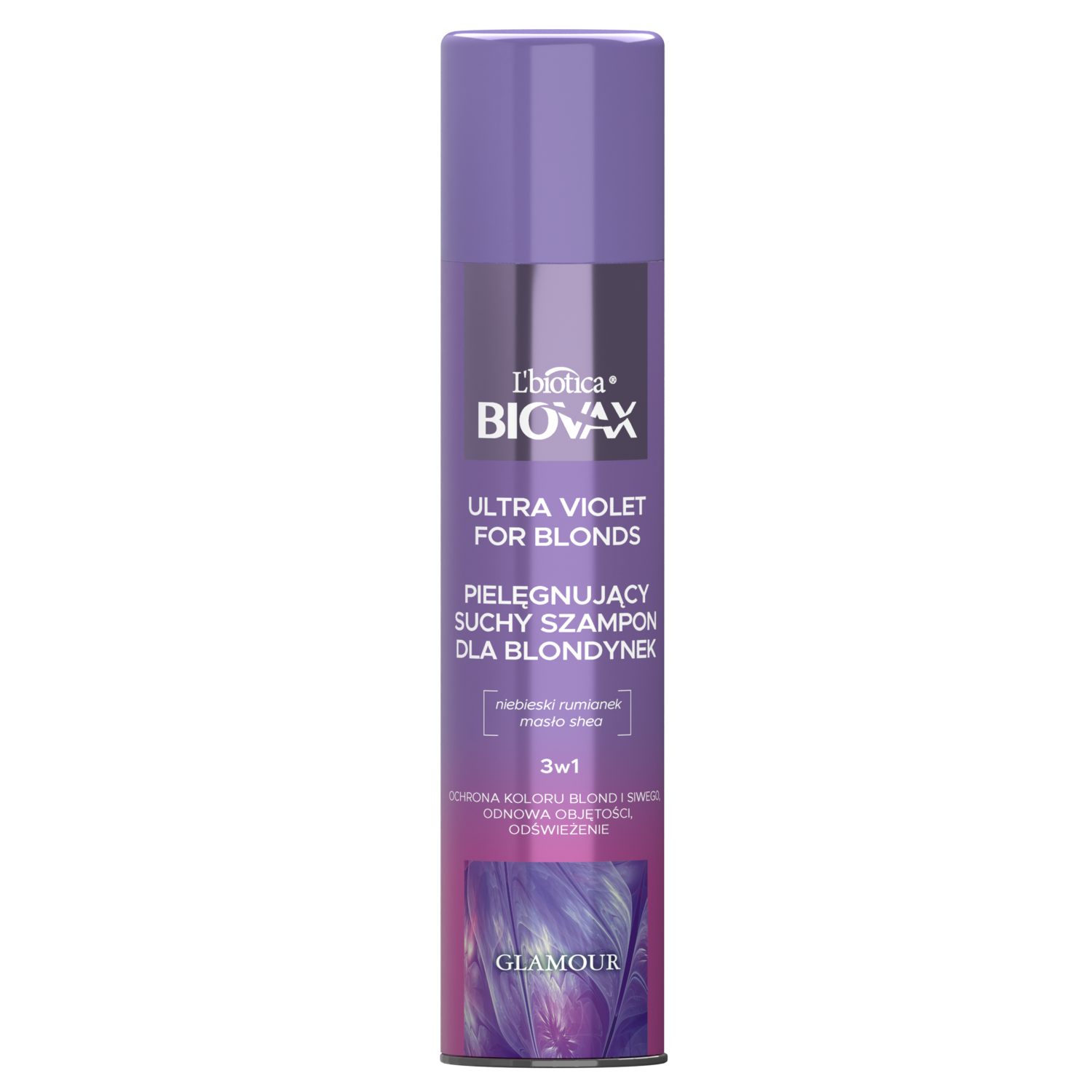 L'biotica Biovax Glamour Ultra Violet For Blond suchy szampon do włosów blond, 200 ml