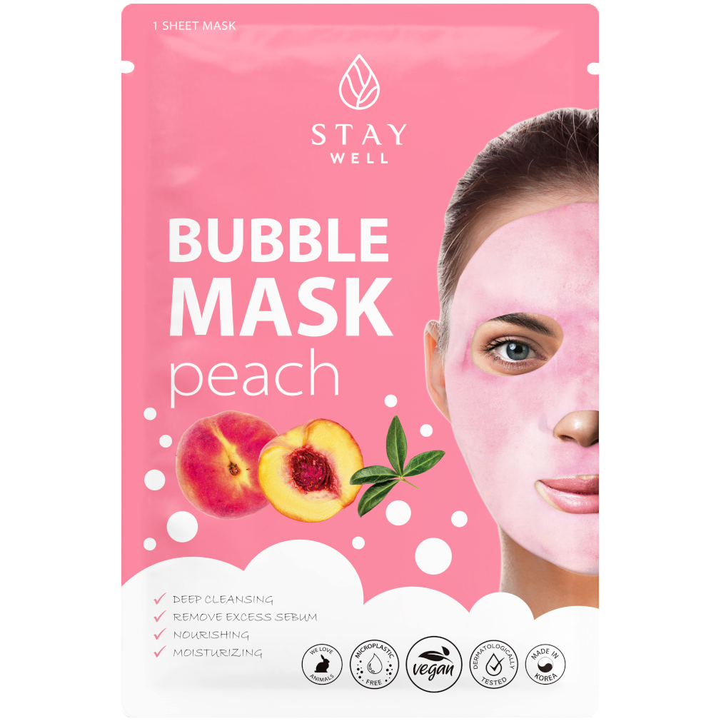 Stay Well Bubble Mask Peach nawilżająca maska do twarzy, 1 szt.