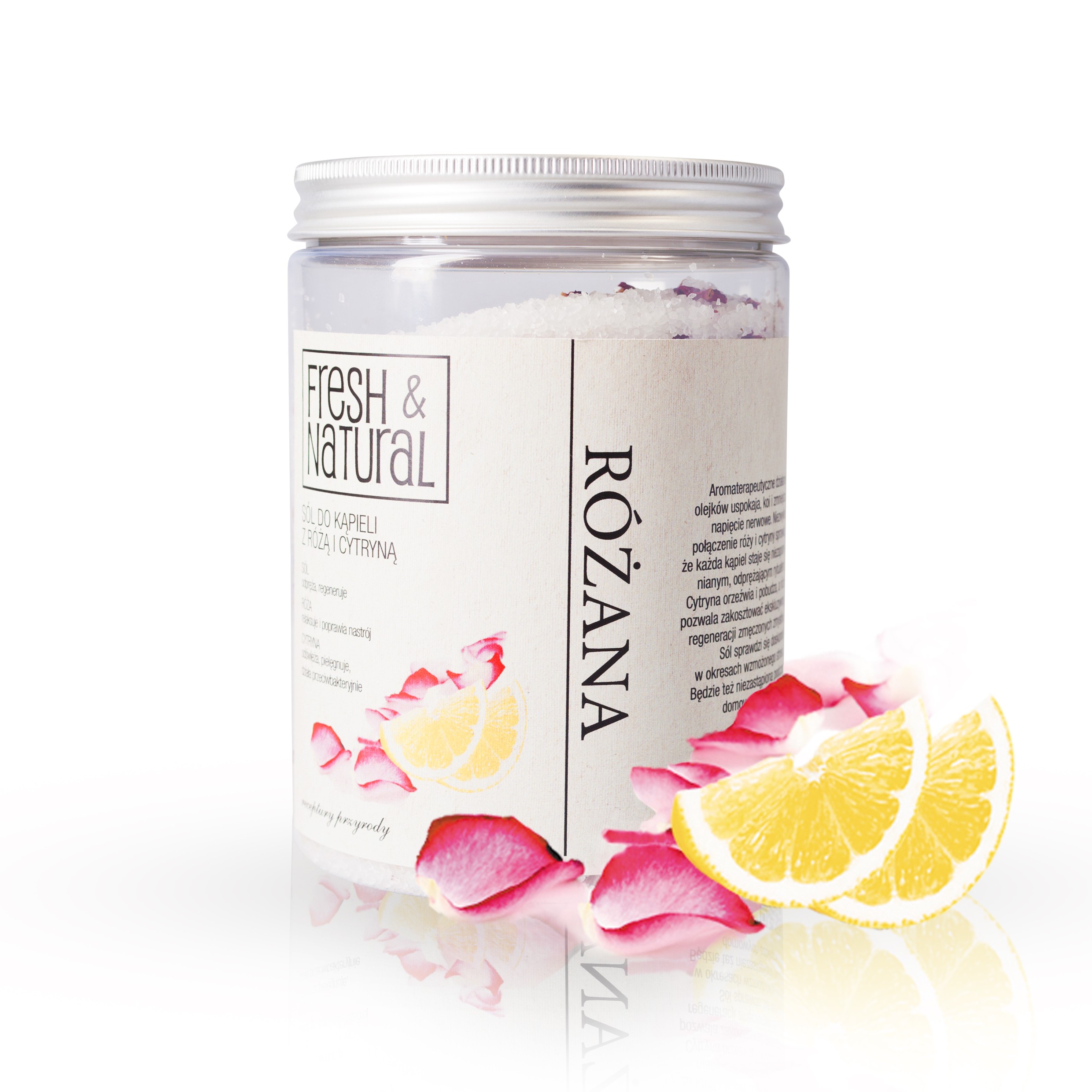 Fresh & Natural sól do kąpieli różana, 1000 g