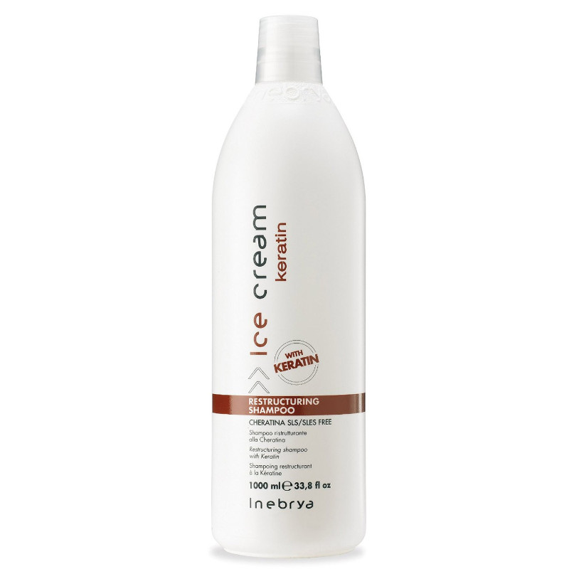 Inebrya Keratin szampon restrukturyzujący z keratyną do włosów zniszczonych, 1000 ml
