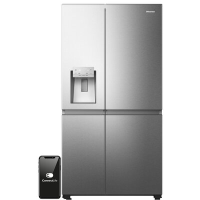 Lodówka HISENSE RS818N4TIE Side by Side No Frost 179cm Inox Podajnik wody Kostkarka Wi-Fi ConnectLife Metal Tech Cooling