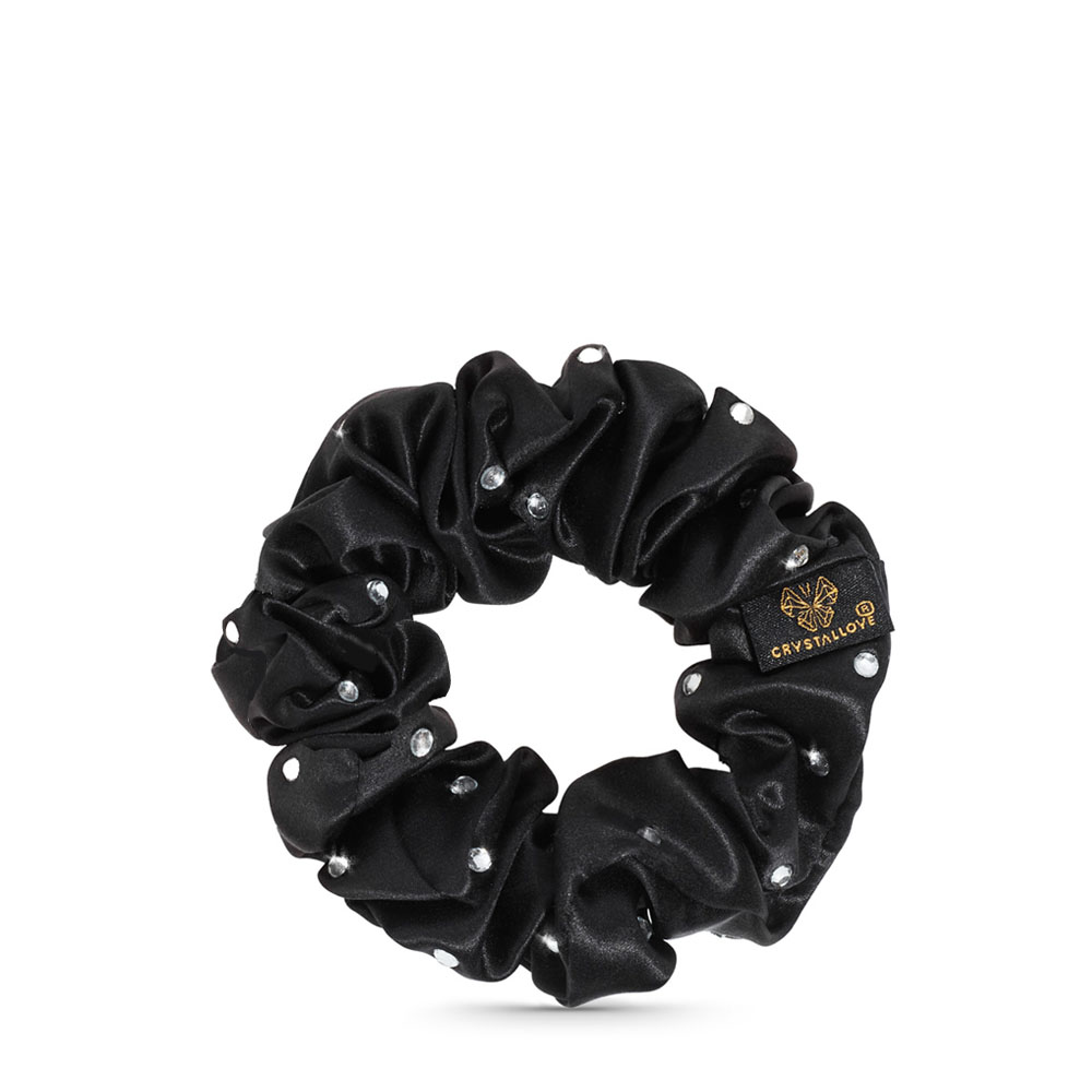 Crystallove Crystalized gumka do włosów z jedwabiu z kryształkami – black, 1 szt.