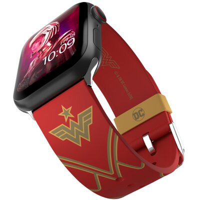 Pasek MOBY FOX DC Comics Wonder Woman 1984: Crimson Armor do Apple Watch 2/3/4/5/6/7/8/9/SE/SE 2022/Ultra/Ultra 2 do koperty 38/40/41/42/44/45/49mm Bordowy