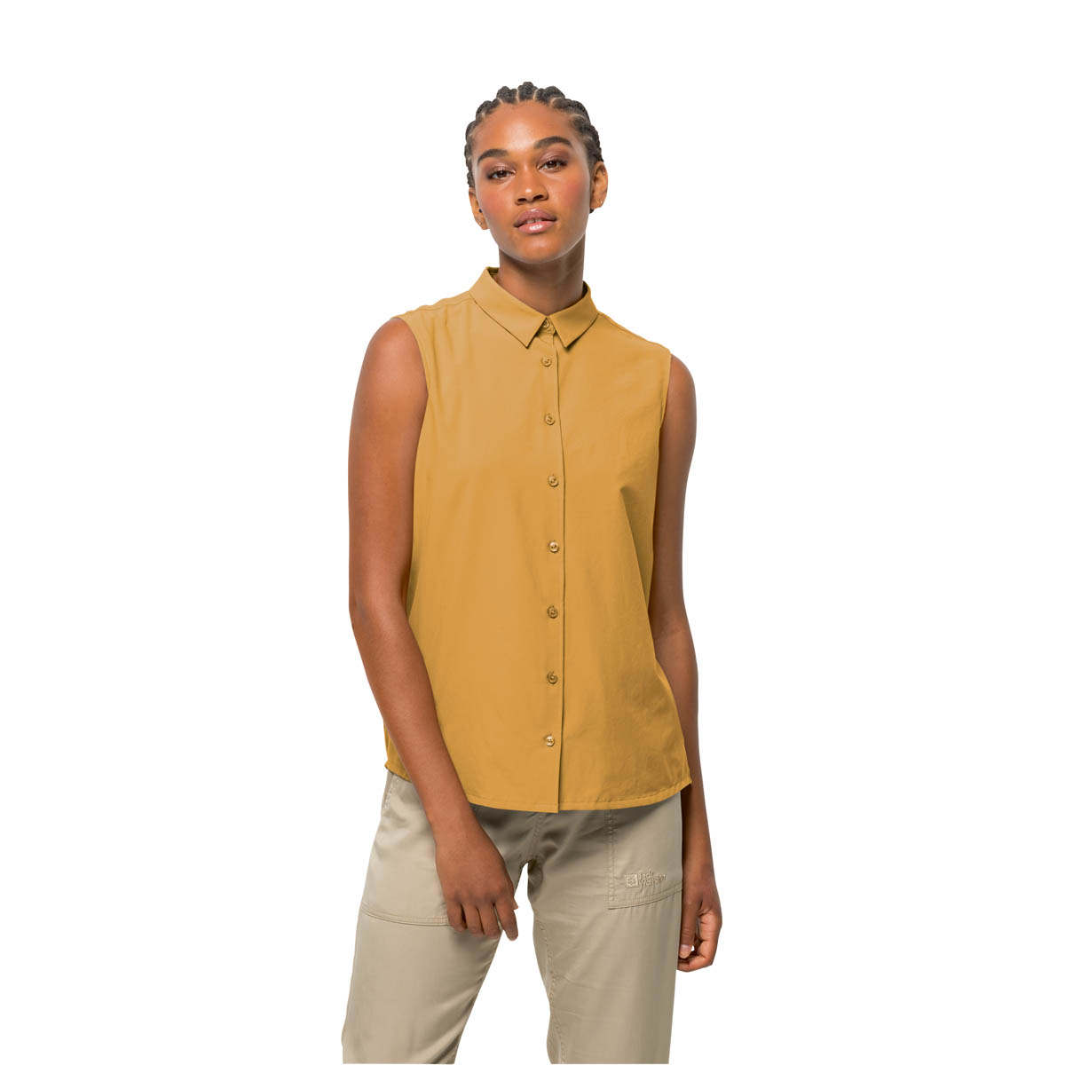 Damska koszula bez rękawów Jack Wolfskin SONORA SLEEVELESS SHIRT W honey yellow - M