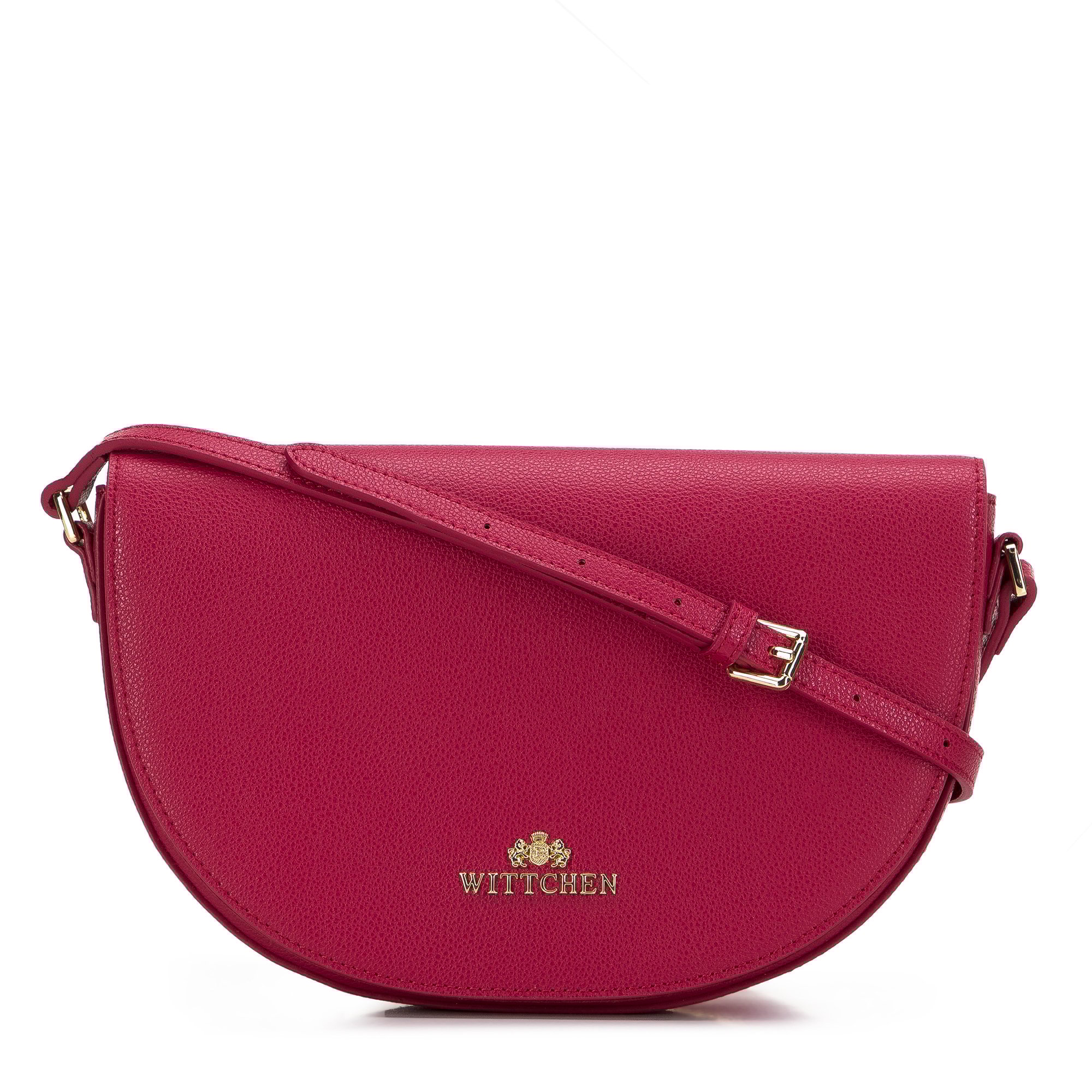 Damska saddle bag z groszkowanej skóry prosta różowa