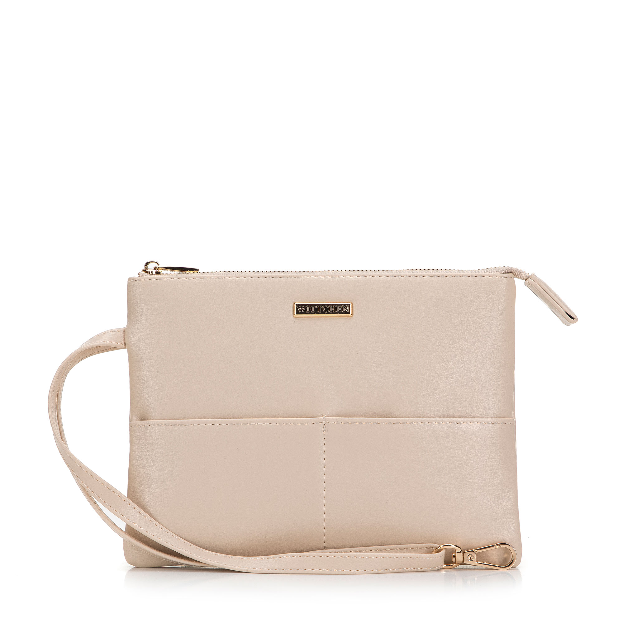 Damska saszetka z ekoskóry prosta beżowa